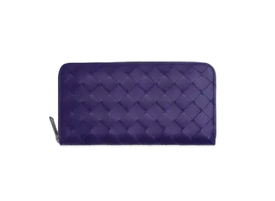 Bottega Veneta Intrecciato Calfskin Zip Around Wallet "Unicorn/Kiwi"