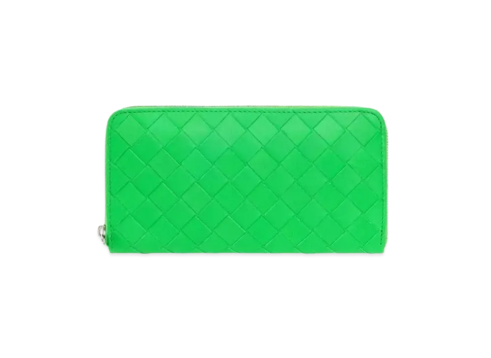 Bottega Veneta Intrecciato Calfskin Zip Around Wallet "Parakeet"
