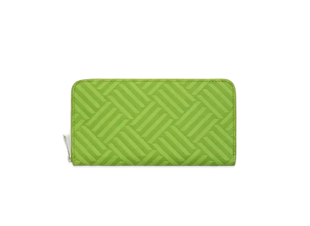 Bottega Veneta Debossed Intrecciato Calfskin Zip Around Wallet "Kiwi"