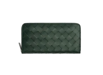 Bottega Veneta Intrecciato Calfskin Zip Around Wallet "Inkwell/Pale Blue"