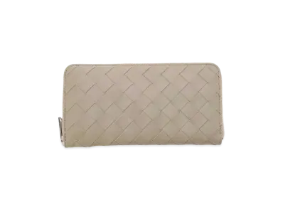 Bottega Veneta Intrecciato Calfskin Zip Around Wallet "Taupe"