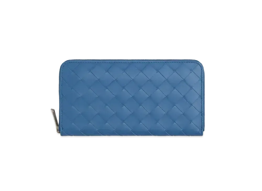 Bottega Veneta Intrecciato Calfskin Zip Around Wallet "Dark Green/Merm"