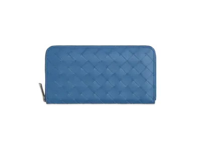 Bottega Veneta Intrecciato Calfskin Zip Around Wallet "Dark Green/Merm"