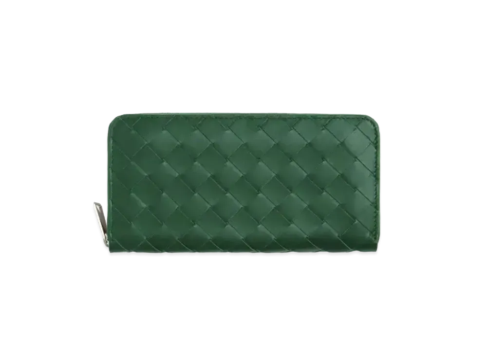 Bottega Veneta Intrecciato Calfskin Zip Around Wallet "Rain Tree/Sage"