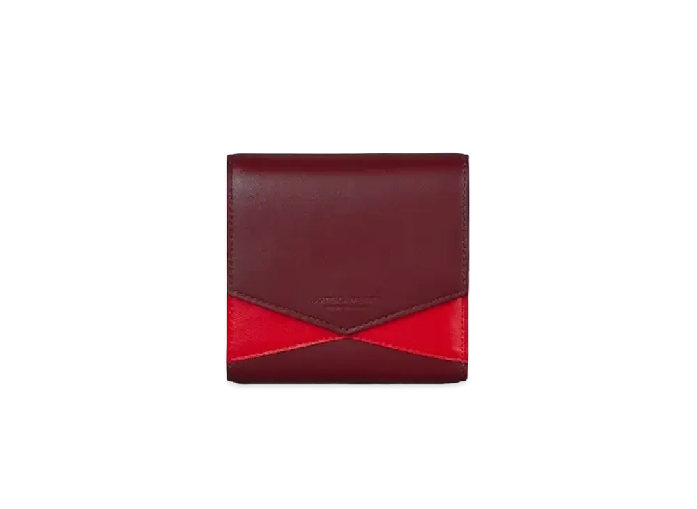 Bottega Veneta Graphic Mix Leather Trifold Compact Wallet "Bordeaux/Red"
