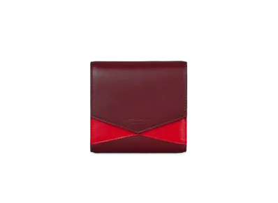 Bottega Veneta Graphic Mix Leather Trifold Compact Wallet "Bordeaux/Red"