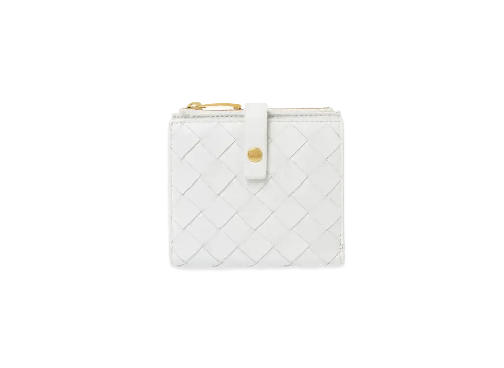 Bottega Veneta Intrecciato Calfbskin Compact Wallet With Coin Purse "White"