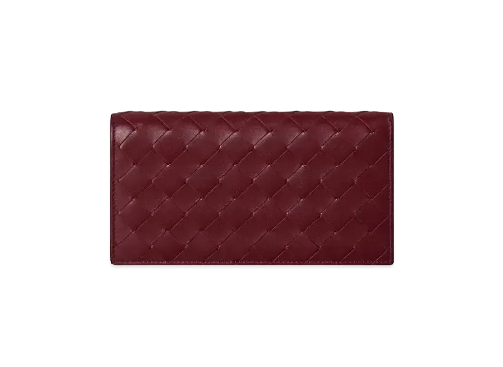 Bottega Veneta Intrecciato Lambskin Calfskin Flap Wallet "Bordeaux"