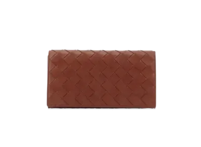 Bottega Veneta Intrecciato Lambskin Calfskin Flap Wallet "Rust"