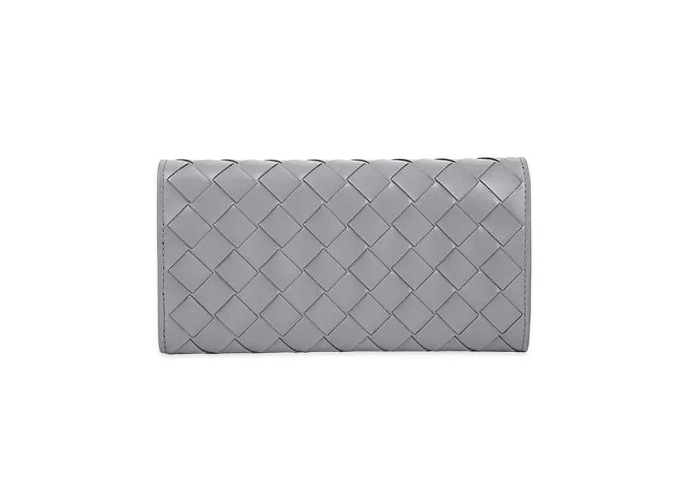 Bottega Veneta Intrecciato Lambskin Calfskin Flap Wallet "Concrete"