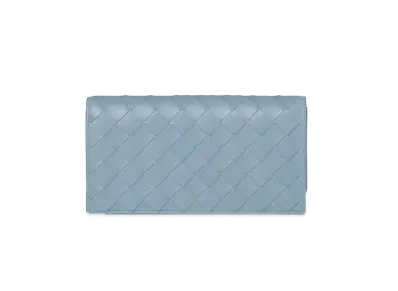 Bottega Veneta Intrecciato Lambskin Calfskin Flap Wallet "Ice Blue"