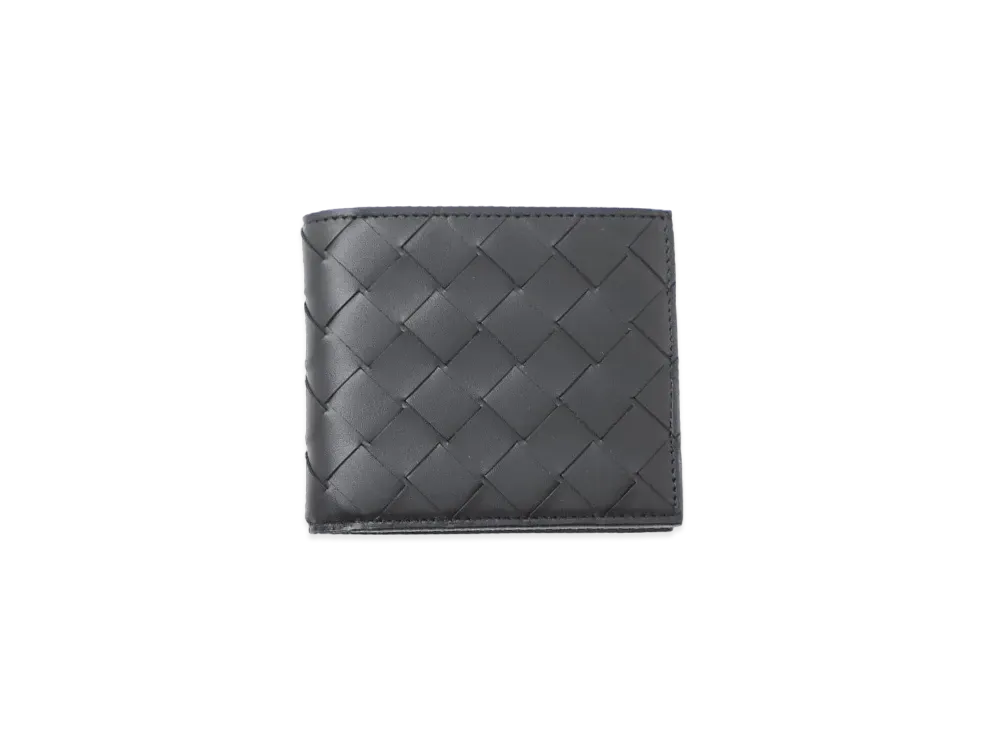 Bottega Veneta Intrecciato Calfskin Bi-fold Wallet "Black/Light Graphite"
