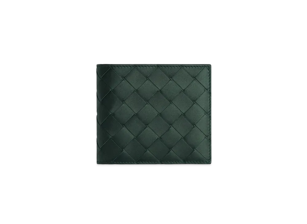 Bottega Veneta Intrecciato Calfskin Bi-fold Wallet "Inkwell/Pale Blue"