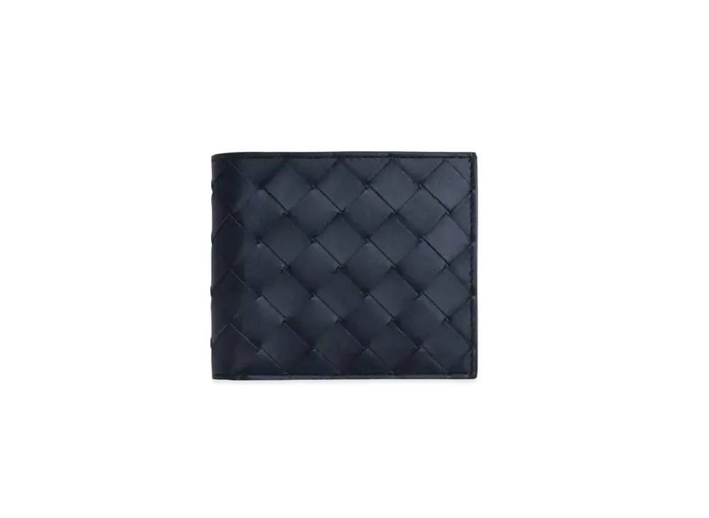 Bottega Veneta Intrecciato Calfskin Bi-fold Wallet "Space Gray/Pollen Yellow"