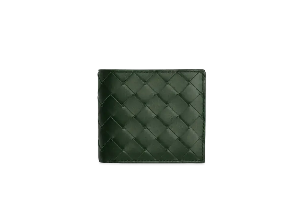 Bottega Veneta Intrecciato Calfskin Bi-fold Wallet With Coin Purse "Field Green"