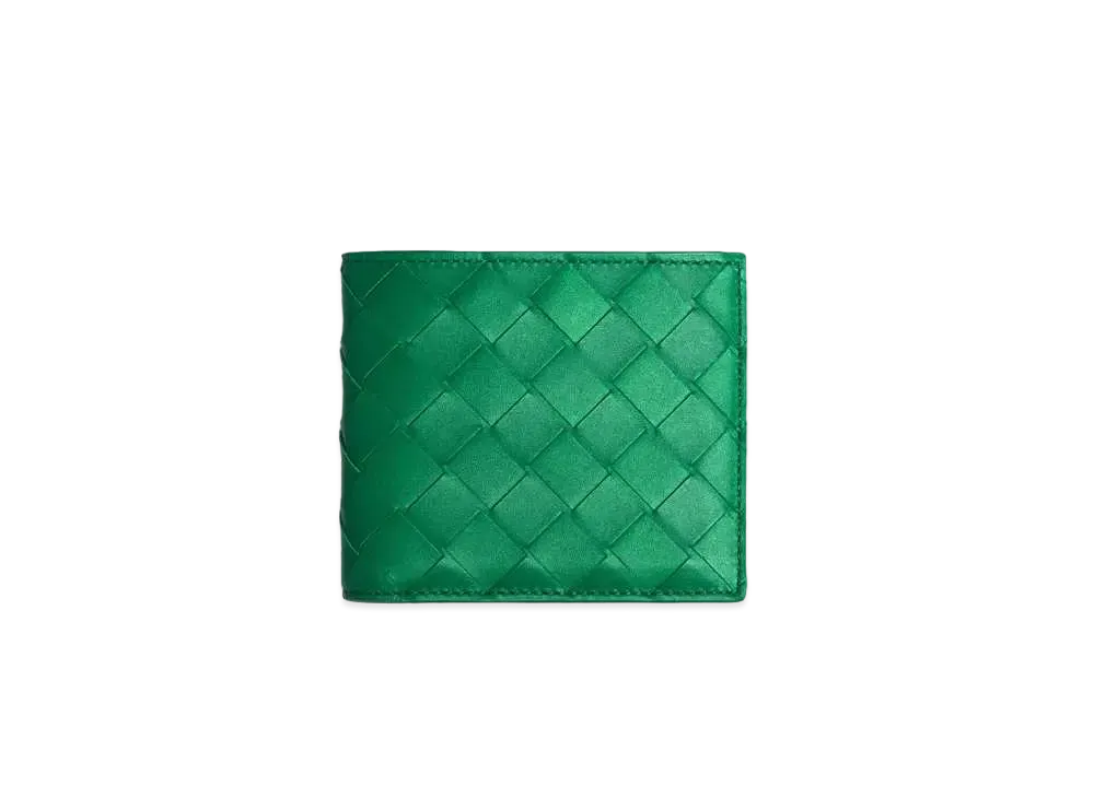 Bottega Veneta Intrecciato Calfskin Bi-fold Wallet With Coin Purse "Racing Green"