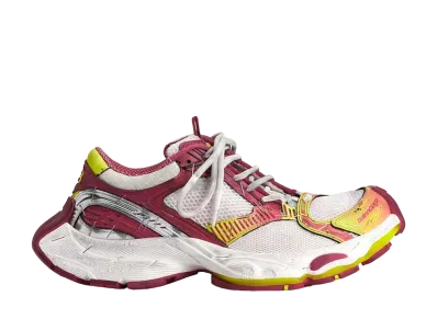 バレンシアガ ステープラー スニーカー "ホワイト/ピンク/ネオンイエロー/シルバー"