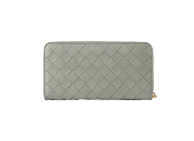 Bottega Veneta Intrecciato Lambskin Calfskin Zip Around Wallet "Concrete"