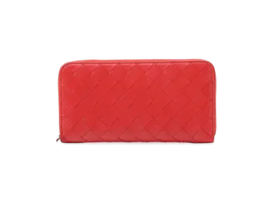 Bottega Veneta Intrecciato Lambskin Calfskin Zip Around Wallet "Rust"