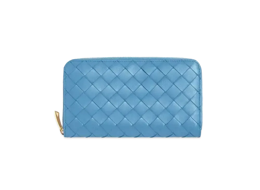 Bottega Veneta Intrecciato Lambskin Calfskin Zip Around Wallet "Windswept"