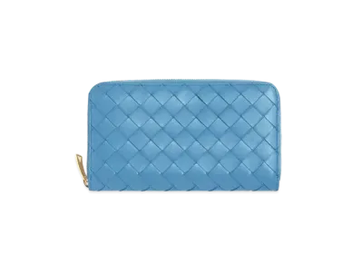 Bottega Veneta Intrecciato Lambskin Calfskin Zip Around Wallet "Windswept"