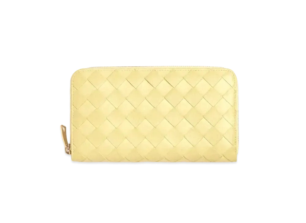 Bottega Veneta Intrecciato Lambskin Calfskin Zip Around Wallet "Ice Cream"