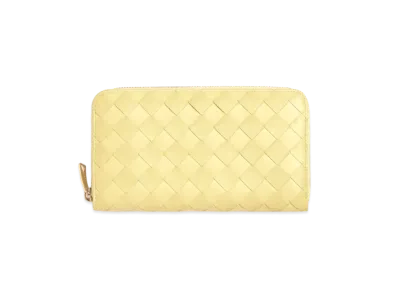 Bottega Veneta Intrecciato Lambskin Calfskin Zip Around Wallet "Ice Cream"