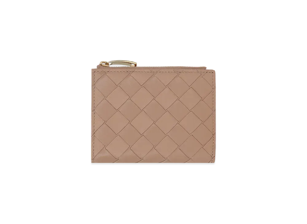 Bottega Veneta Intrecciato Lambskin Calfskin Short Bi-fold Zipper Wallet "Chipria"