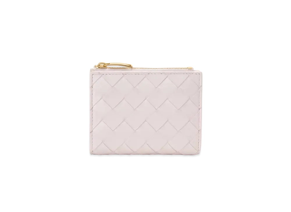 Bottega Veneta Intrecciato Lambskin Calfskin Short Bi-fold Zipper Wallet "Bliss Washed"
