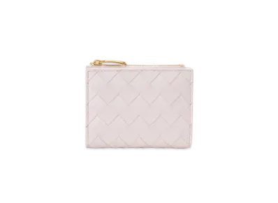 Bottega Veneta Intrecciato Lambskin Calfskin Short Bi-fold Zipper Wallet "Bliss Washed"