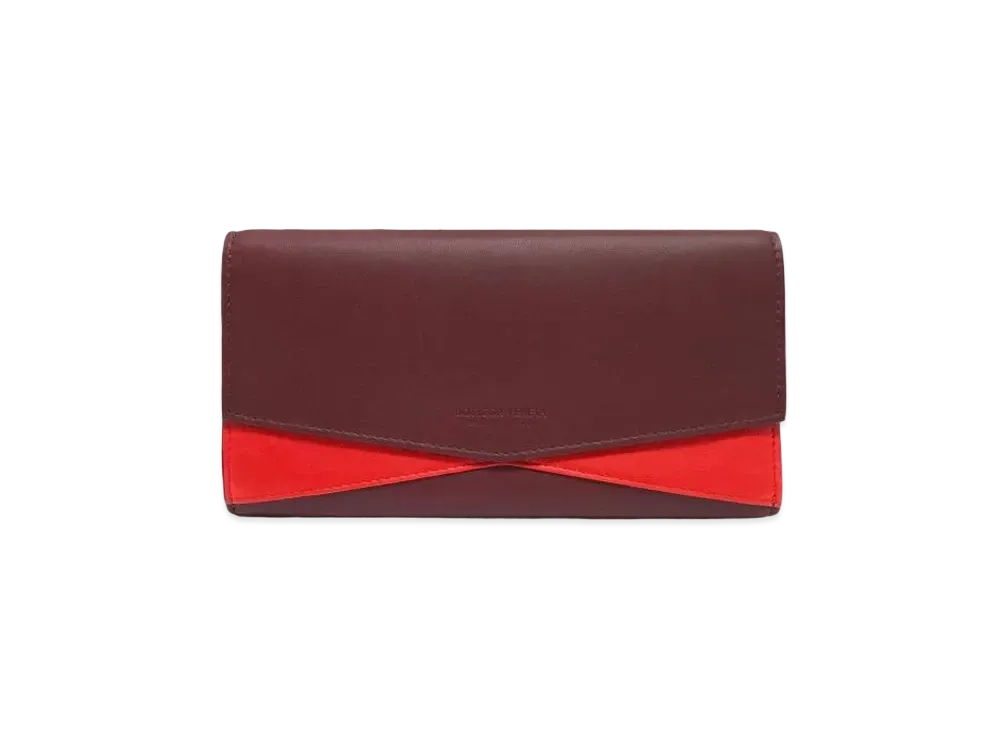 Bottega Veneta Lambskin Calfskin Large Flap Zip Wallet "Bordeaux/Red"