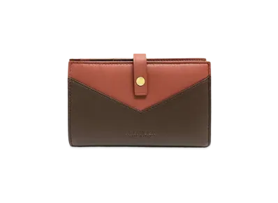 Bottega Veneta Lambskin Calfskin Button Medium Wallet "Rust Bark/Rust"