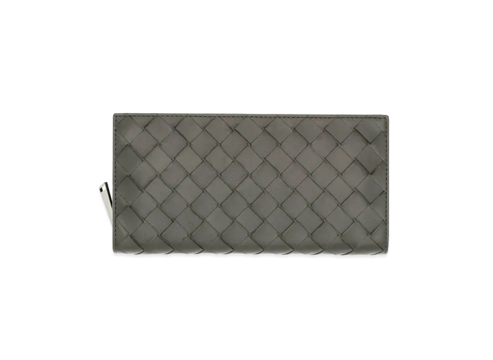 Bottega Veneta Intrecciato Calfskin Zip Around Wallet "Light Graphite"