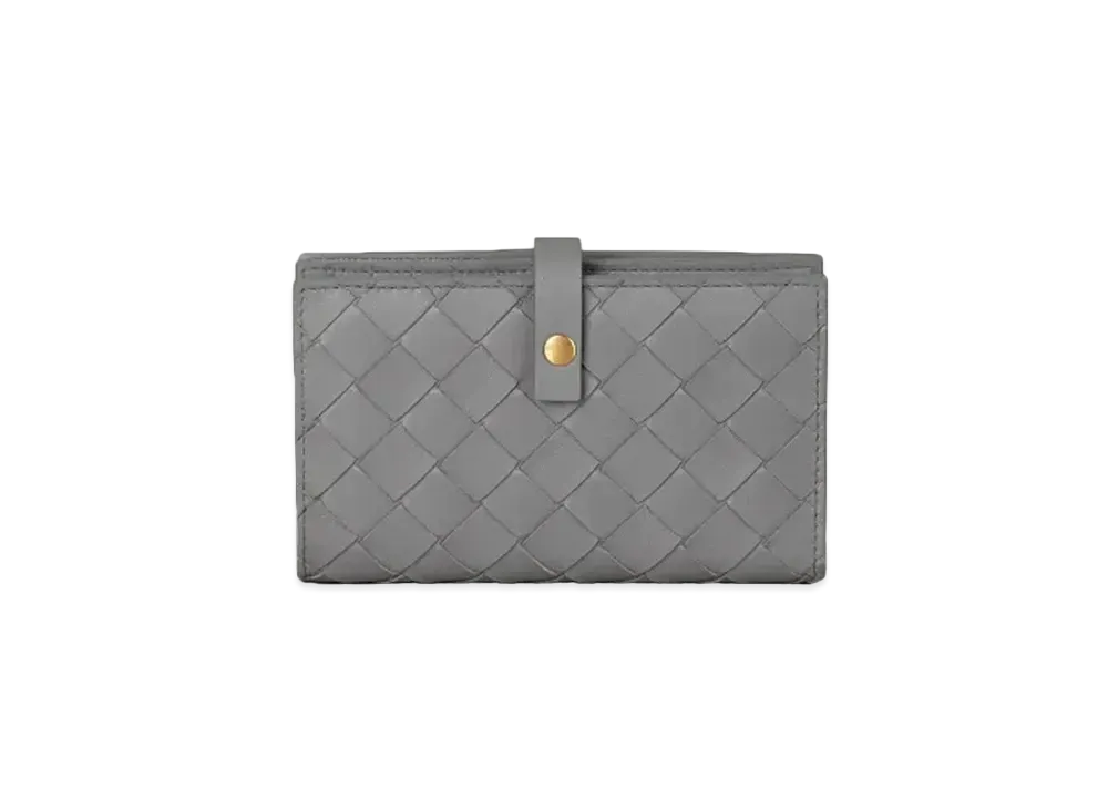 Bottega Veneta Intrecciato Lambskin Calfskin With Coin Purse "Concrete"