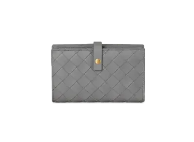 Bottega Veneta Intrecciato Lambskin Calfskin With Coin Purse "Concrete"