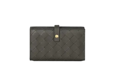 Bottega Veneta Intrecciato Lambskin Calfskin With Coin Purse "Light Graphite"