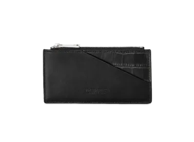 Bottega Veneta Calfskin Alligator Card Case With Coin Purse "Black"