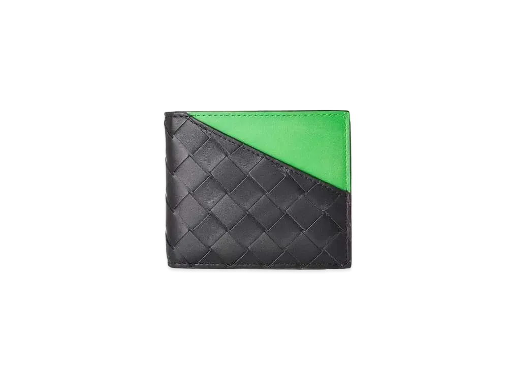 Bottega Veneta Intrecciato Calfskin Bi-fold Wallet "Black/Prakeet"