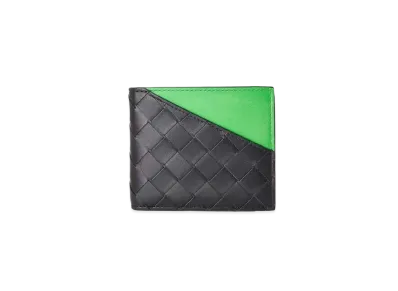 Bottega Veneta Intrecciato Calfskin Bi-fold Wallet "Black/Prakeet"