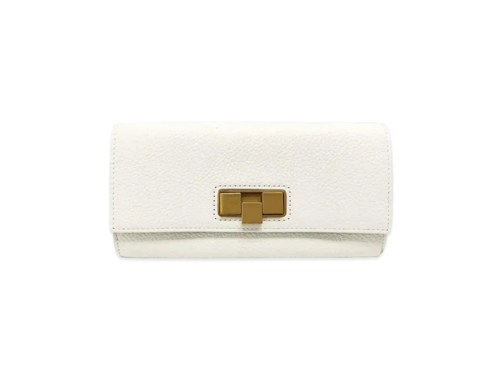 Bottega Veneta Goatskin Calfskin Continental Wallet "White"