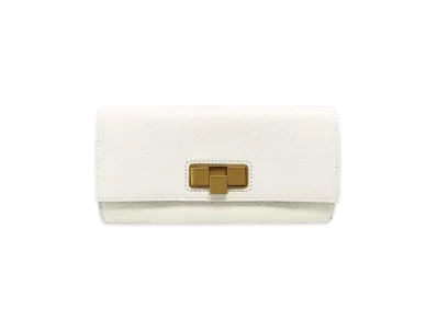 Bottega Veneta Goatskin Calfskin Continental Wallet "White"