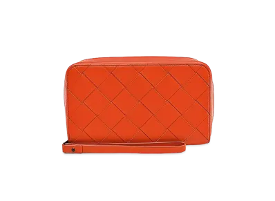 Bottega Veneta Intrecciato Lambskin Calfskin Clutch Bag "Orange"
