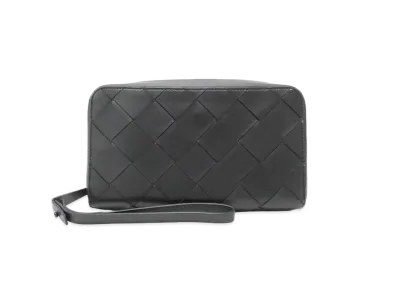 Bottega Veneta Intrecciato Lambskin Calfskin Clutch Bag "Black"