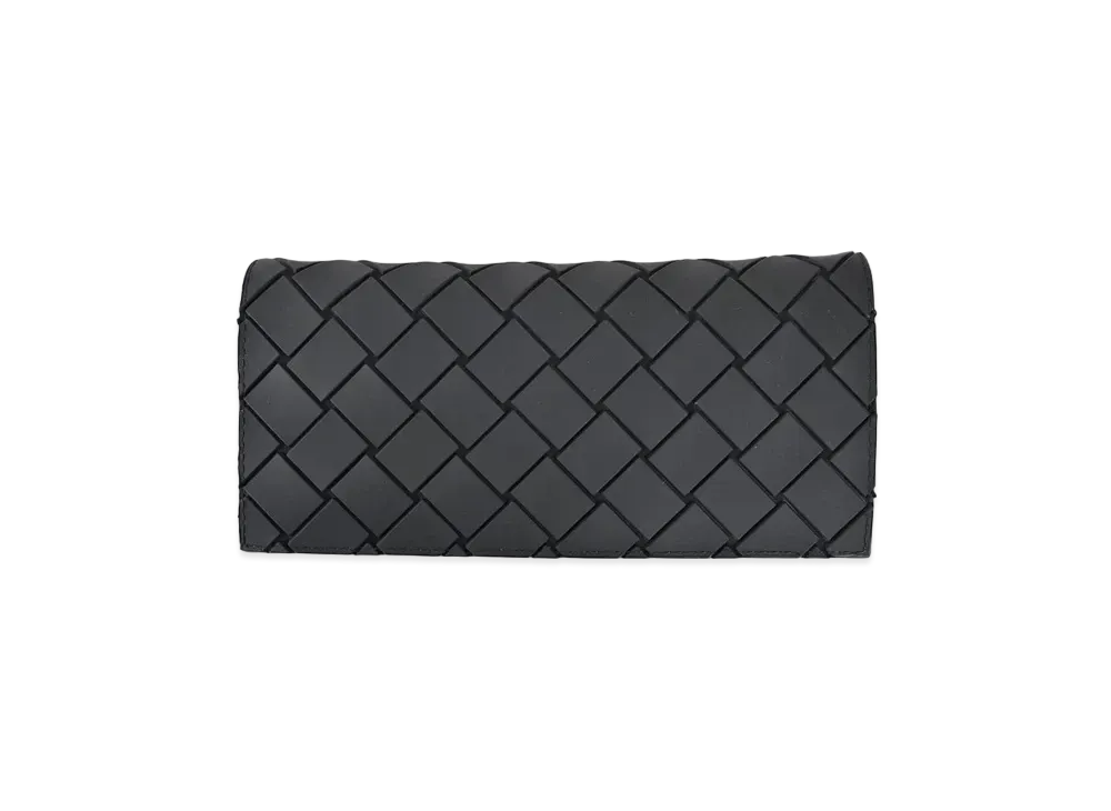 Bottega Veneta Intrecciato Rubber Bi-fold Long Wallet "Black"