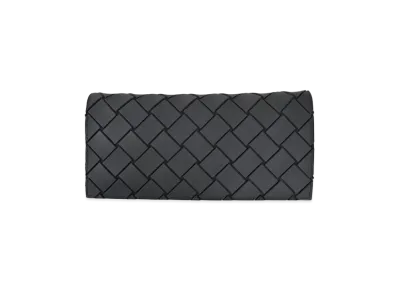 Bottega Veneta Intrecciato Rubber Bi-fold Long Wallet "Black"