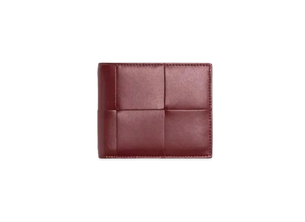 Bottega Veneta Casette Maxi Intrecciato Calfskin Bi-fold Wallet "Barolo"