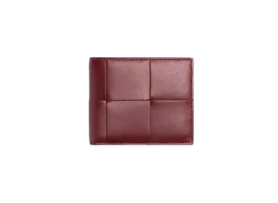 Bottega Veneta Casette Maxi Intrecciato Calfskin Bi-fold Wallet "Barolo"