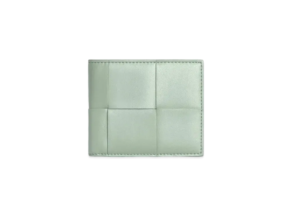 Bottega Veneta Casette Maxi Intrecciato Calfskin Bi-fold Wallet "New Sauge"