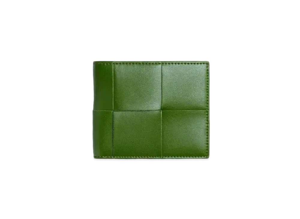 Bottega Veneta Casette Maxi Intrecciato Calfskin Bi-fold Wallet "Avocado"