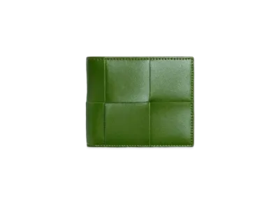 Bottega Veneta Casette Maxi Intrecciato Calfskin Bi-fold Wallet "Avocado"